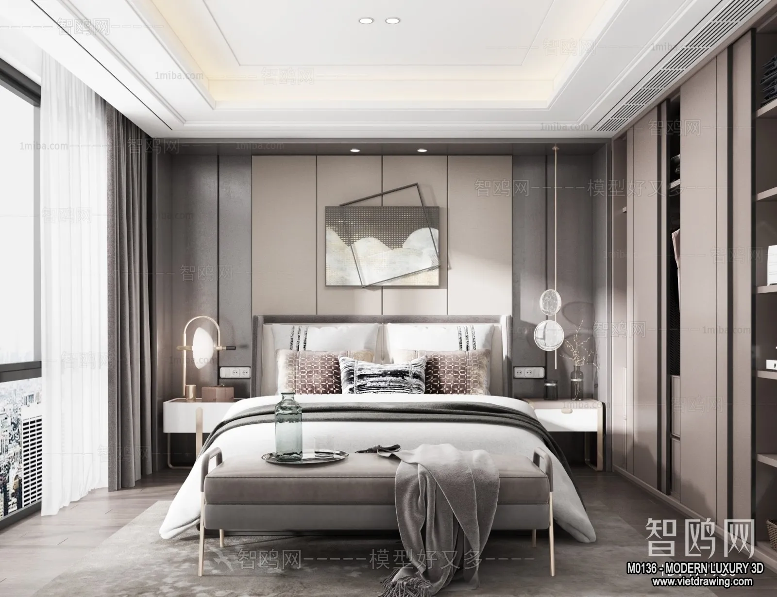 Bedroom – 3D Interior Scene – Luxury Style – 067