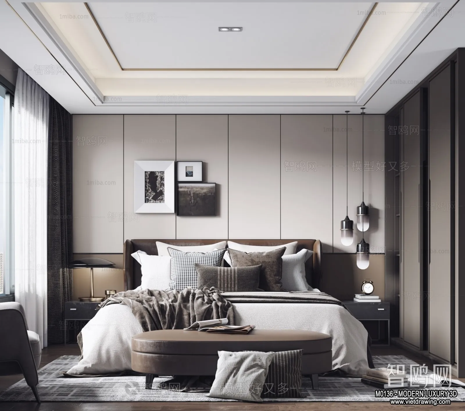 Bedroom – 3D Interior Scene – Luxury Style – 069