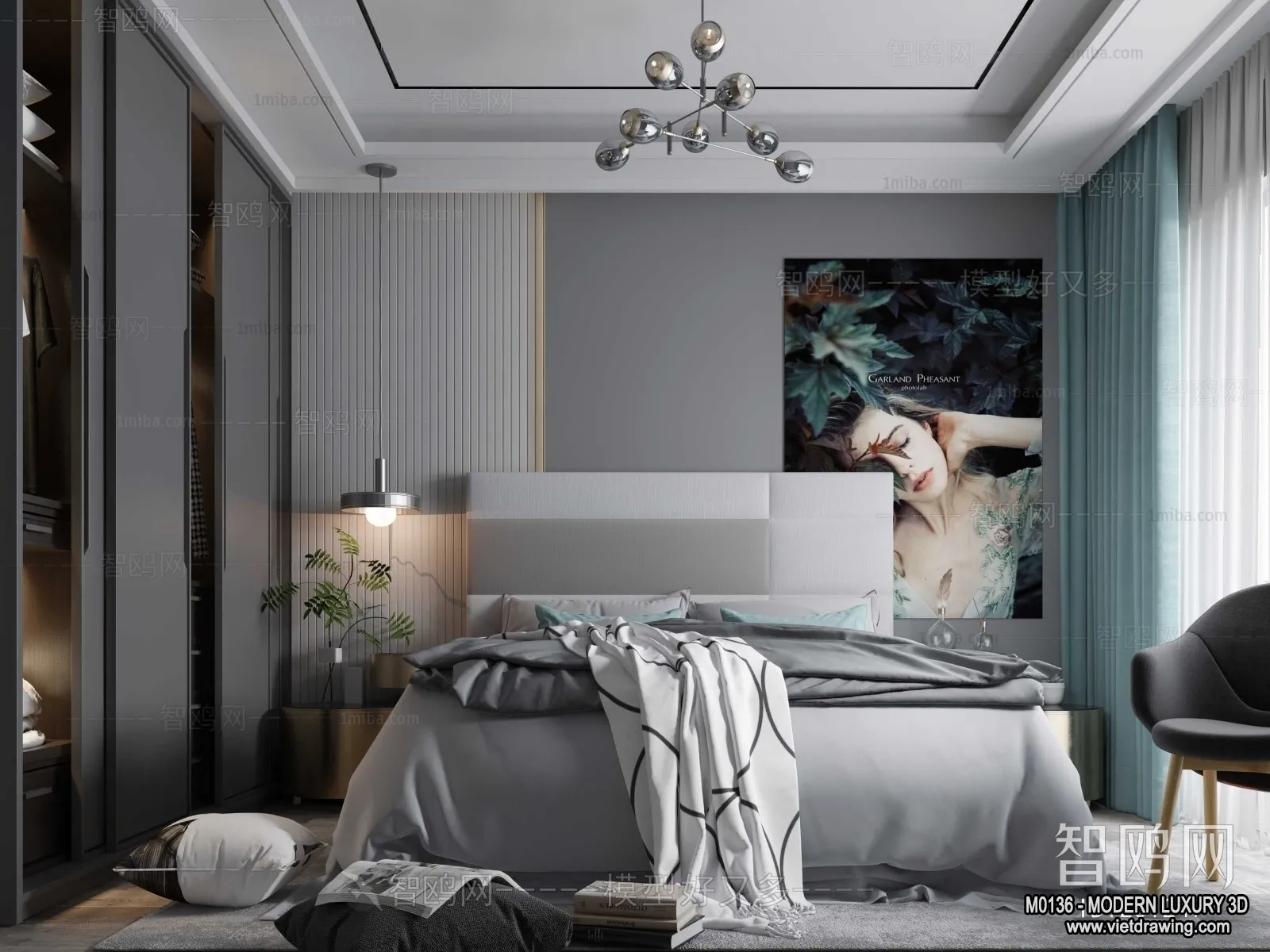 Bedroom – 3D Interior Scene – Luxury Style – 070