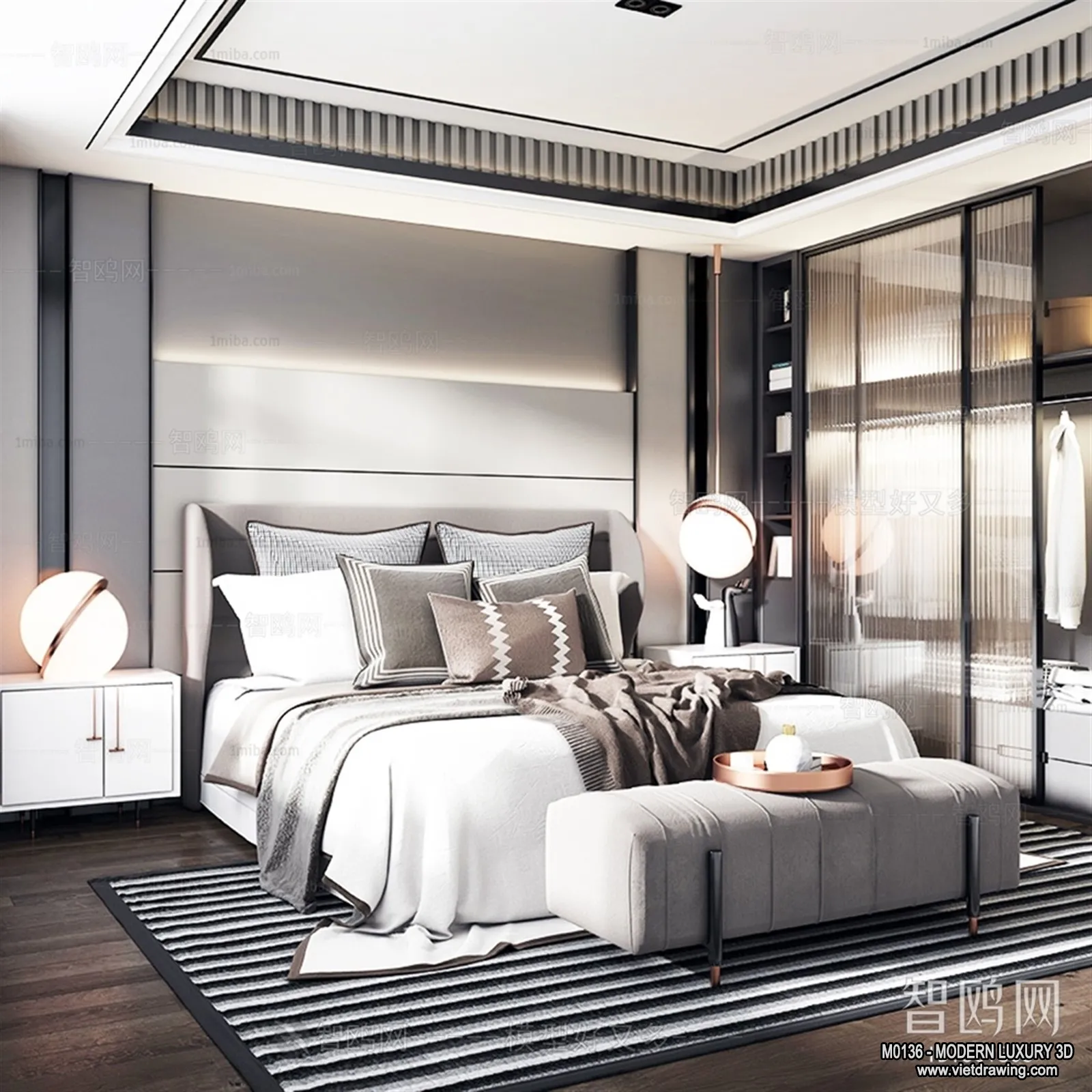 Bedroom – 3D Interior Scene – Luxury Style – 071