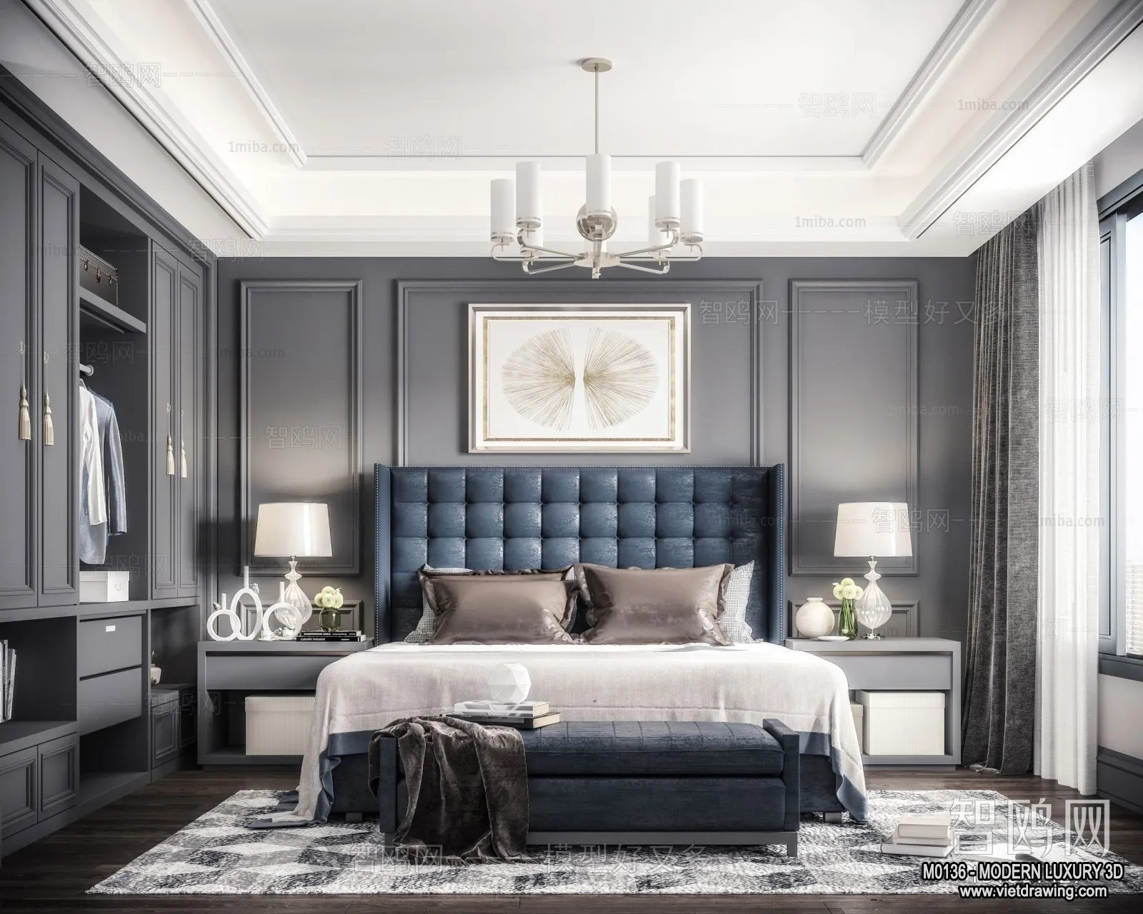 Bedroom – 3D Interior Scene – Luxury Style – 072