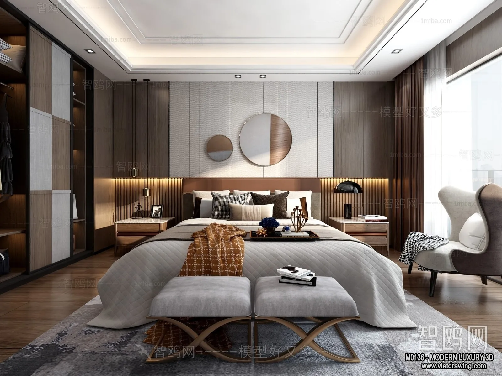 Bedroom – 3D Interior Scene – Luxury Style – 074