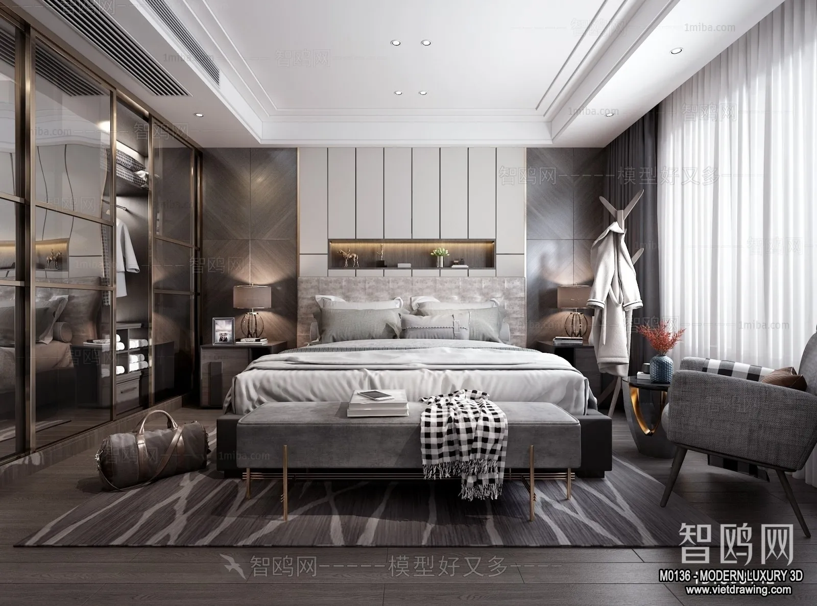 Bedroom – 3D Interior Scene – Luxury Style – 075