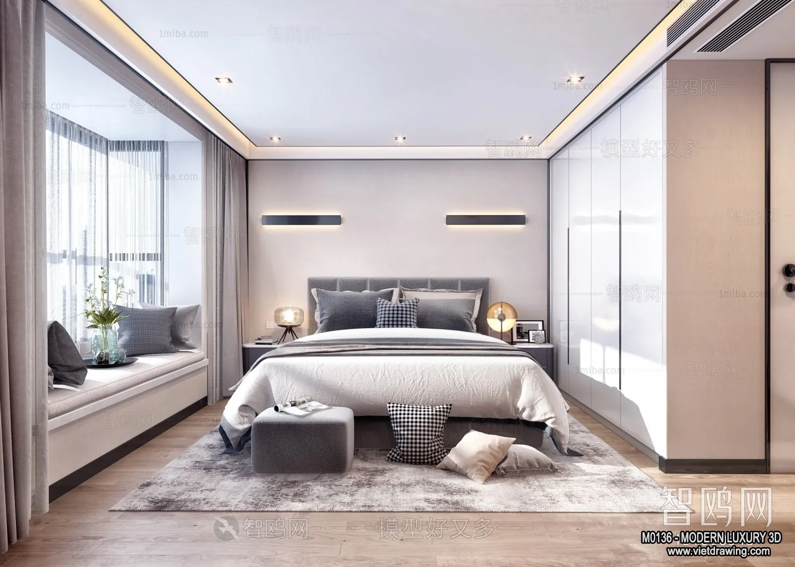 Bedroom – 3D Interior Scene – Luxury Style – 076