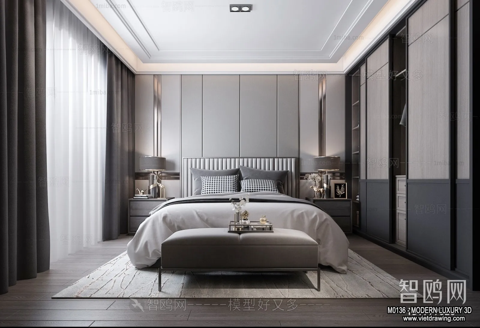 Bedroom – 3D Interior Scene – Luxury Style – 078