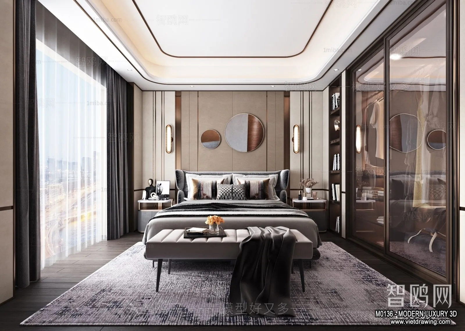 Bedroom – 3D Interior Scene – Luxury Style – 079