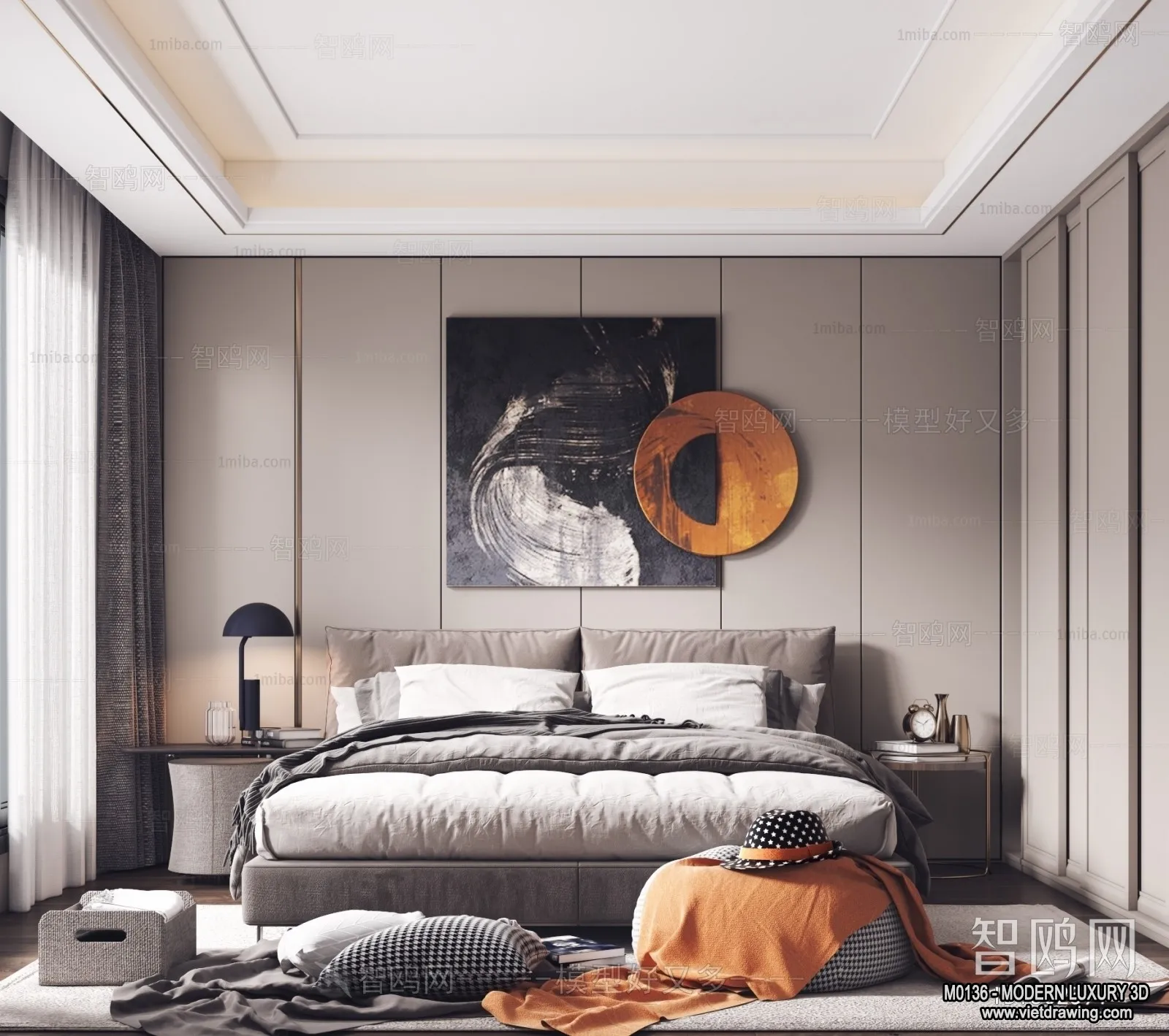 Bedroom – 3D Interior Scene – Luxury Style – 080