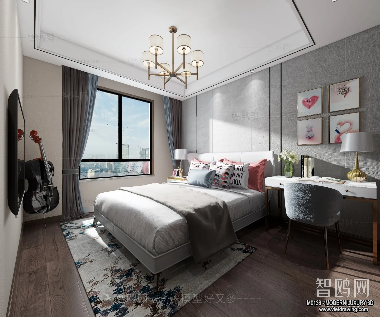 Bedroom – 3D Interior Scene – Luxury Style – 083