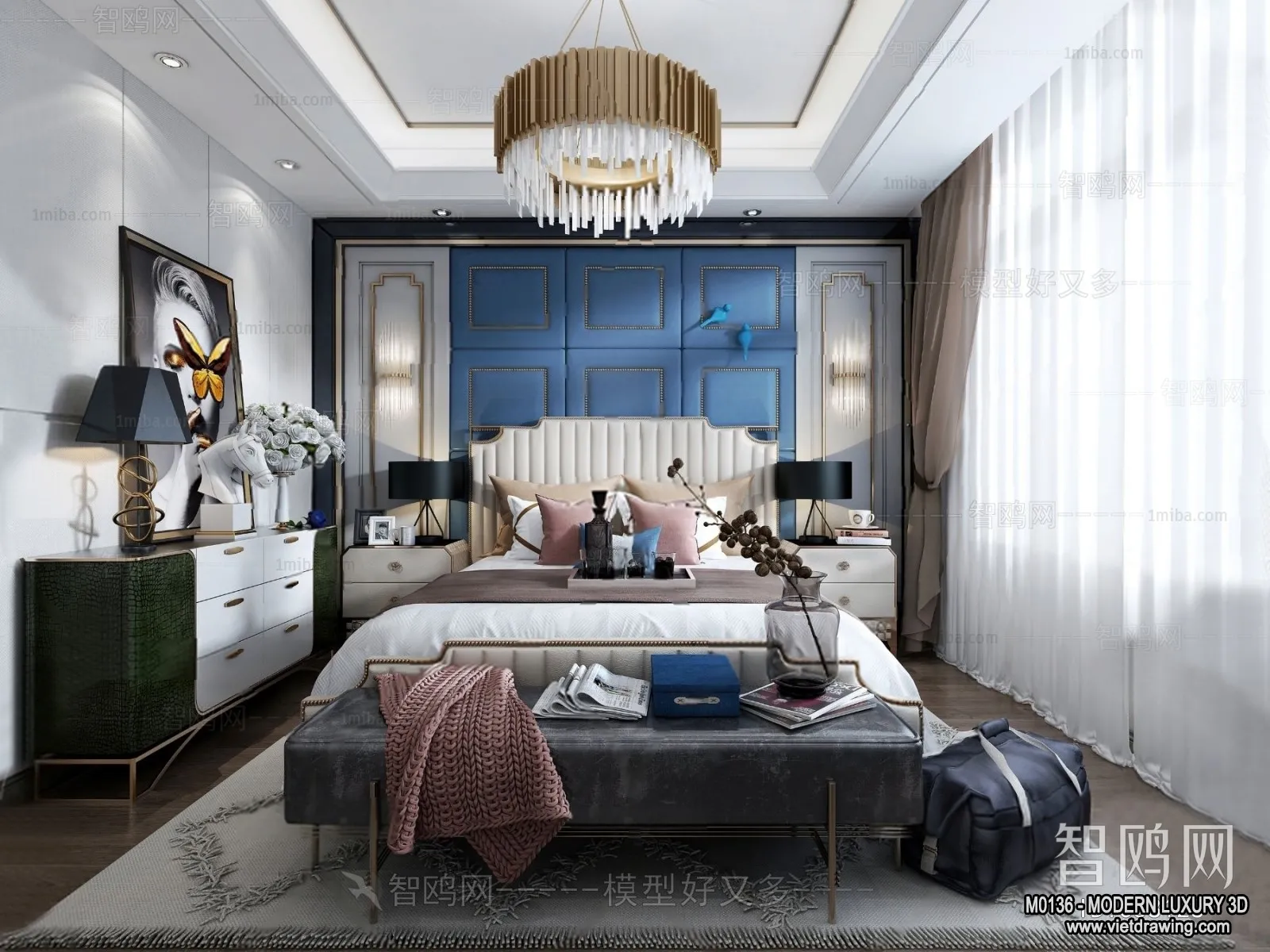 Bedroom – 3D Interior Scene – Luxury Style – 084