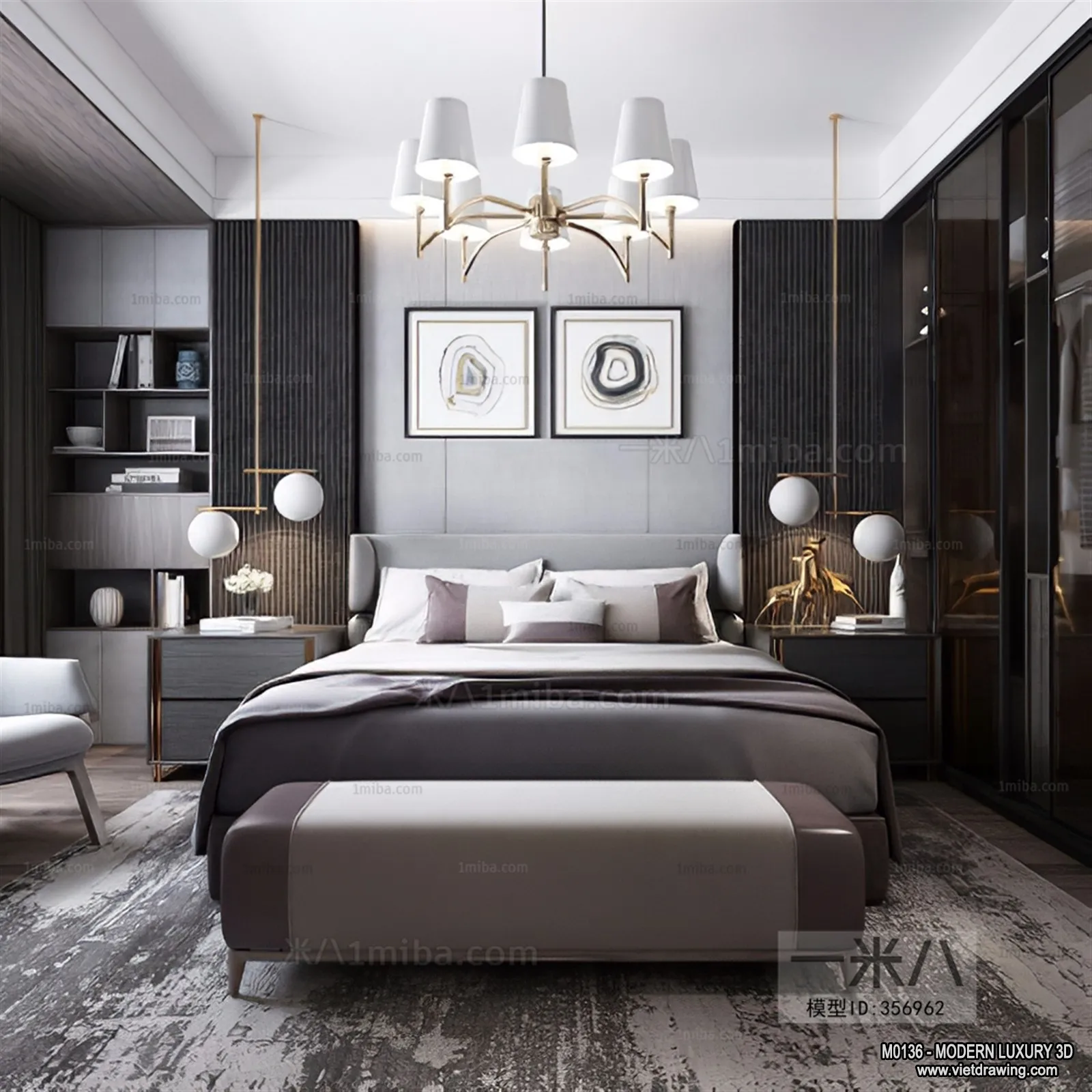 Bedroom – 3D Interior Scene – Luxury Style – 085