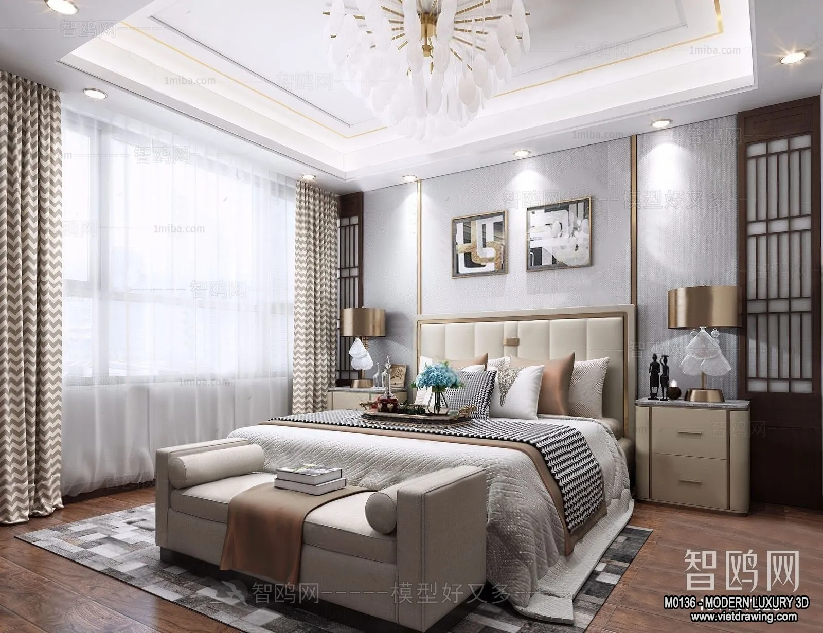 Bedroom – 3D Interior Scene – Luxury Style – 086