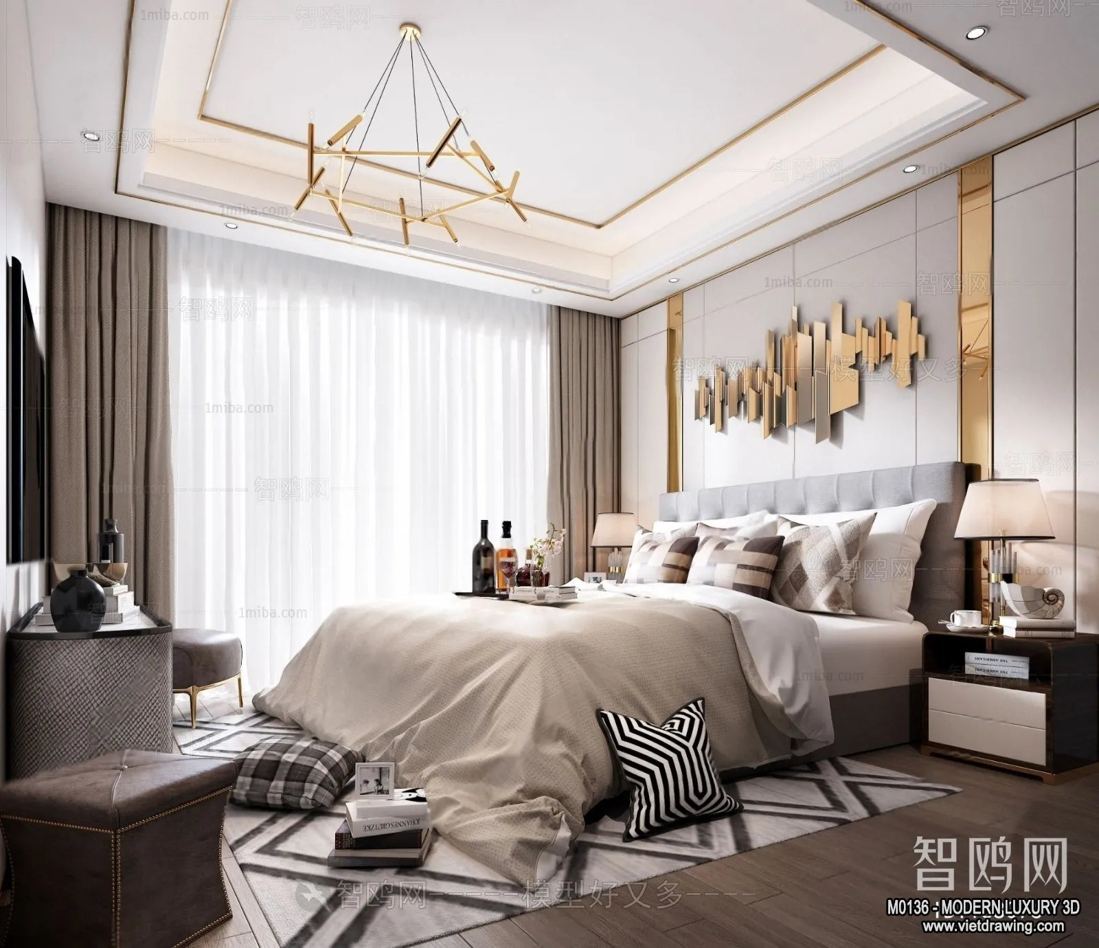 Bedroom – 3D Interior Scene – Luxury Style – 088