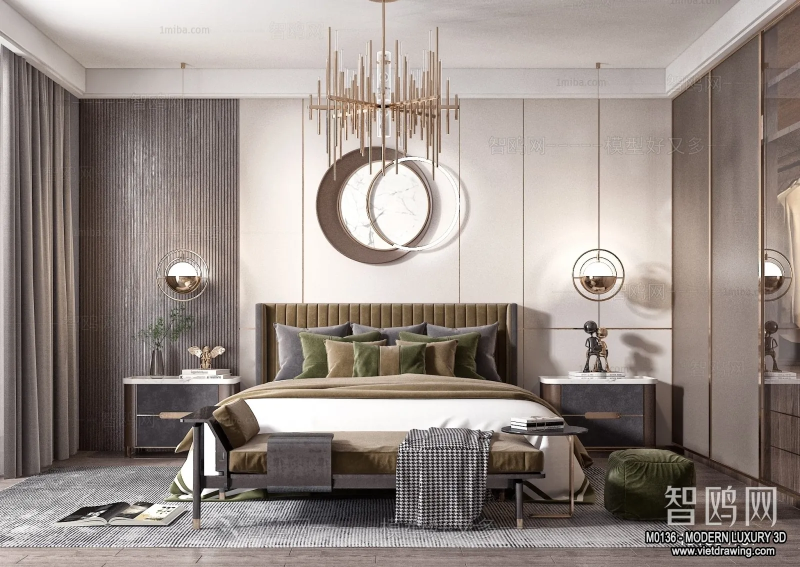 Bedroom – 3D Interior Scene – Luxury Style – 091