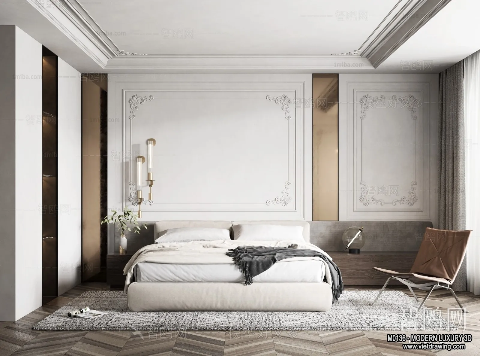 Bedroom – 3D Interior Scene – Luxury Style – 094