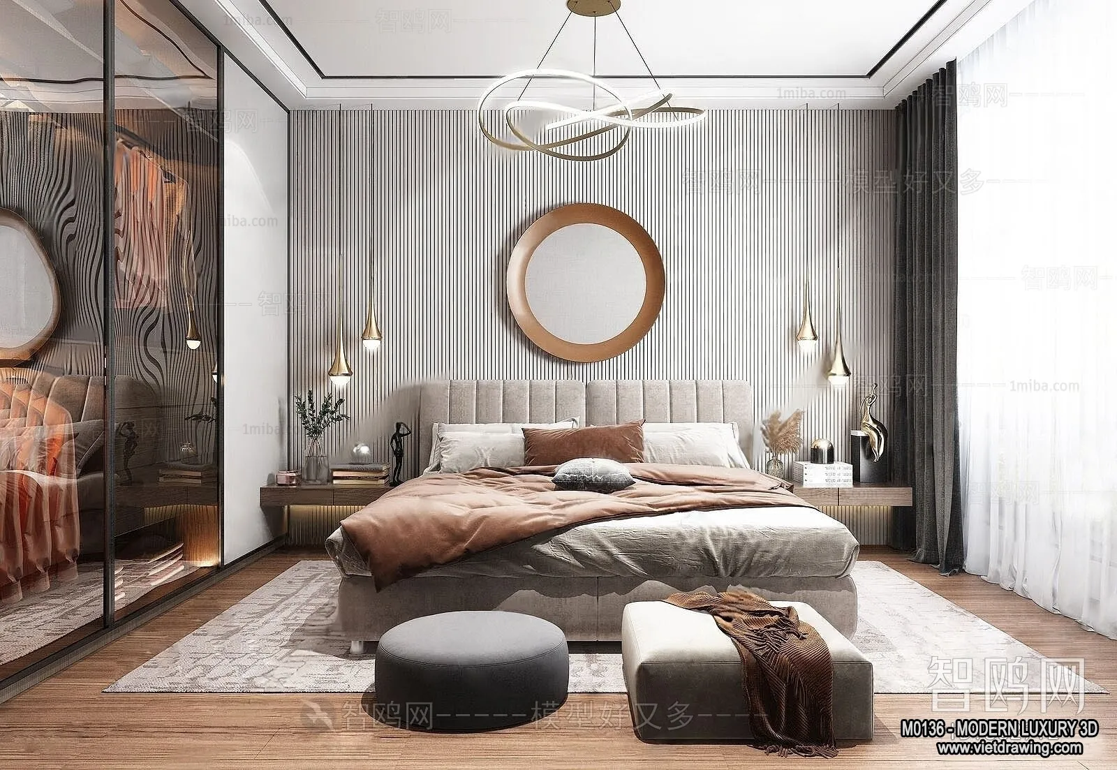 Bedroom – 3D Interior Scene – Luxury Style – 096