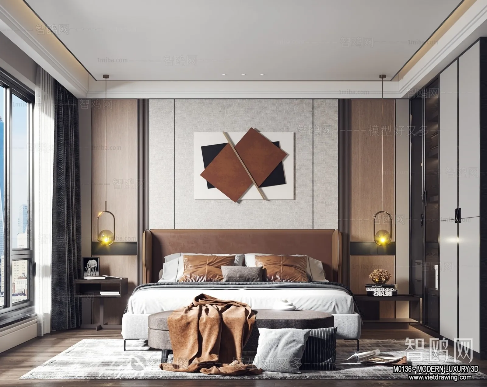 Bedroom – 3D Interior Scene – Luxury Style – 098