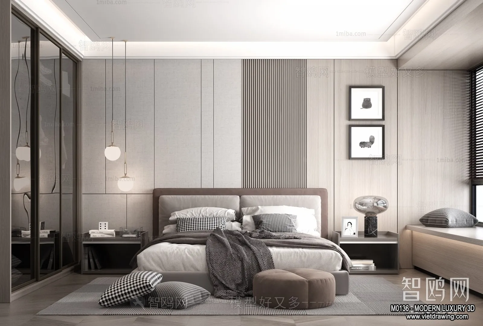 Bedroom – 3D Interior Scene – Luxury Style – 100