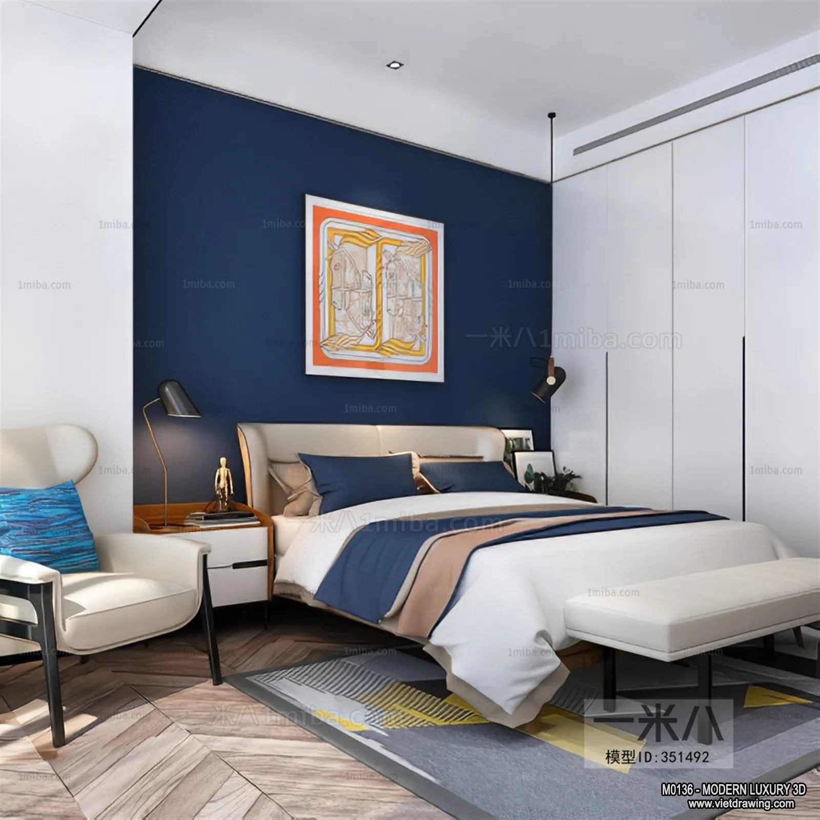 Bedroom – 3D Interior Scene – Luxury Style – 107