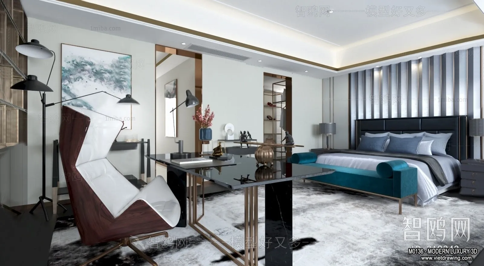 Bedroom – 3D Interior Scene – Luxury Style – 113