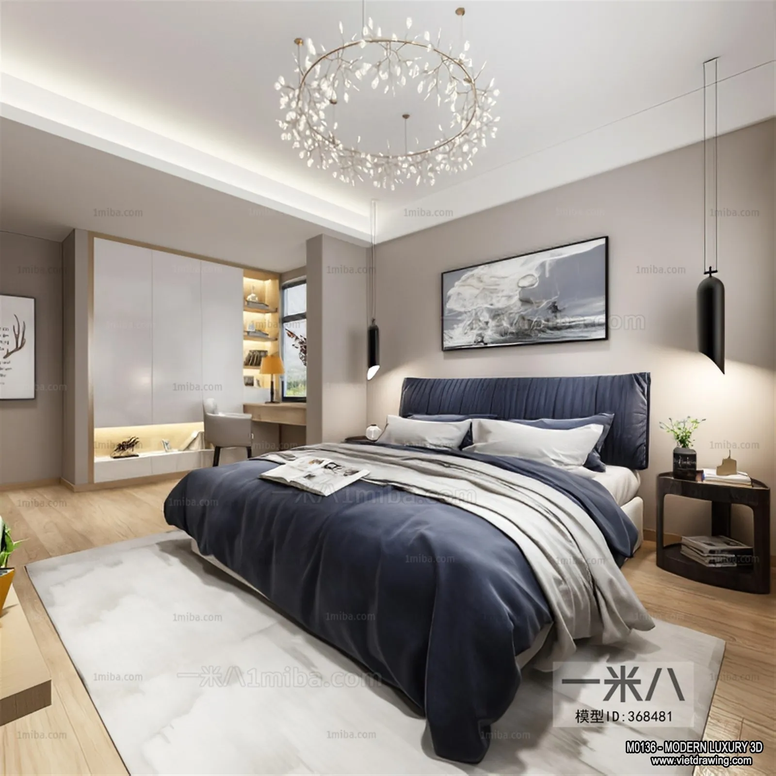 Bedroom – 3D Interior Scene – Luxury Style – 116