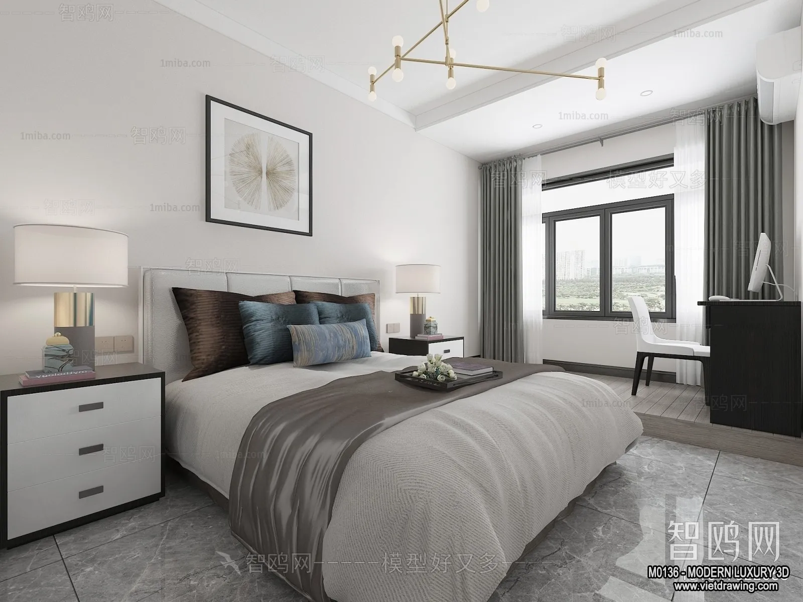 Bedroom – 3D Interior Scene – Luxury Style – 117