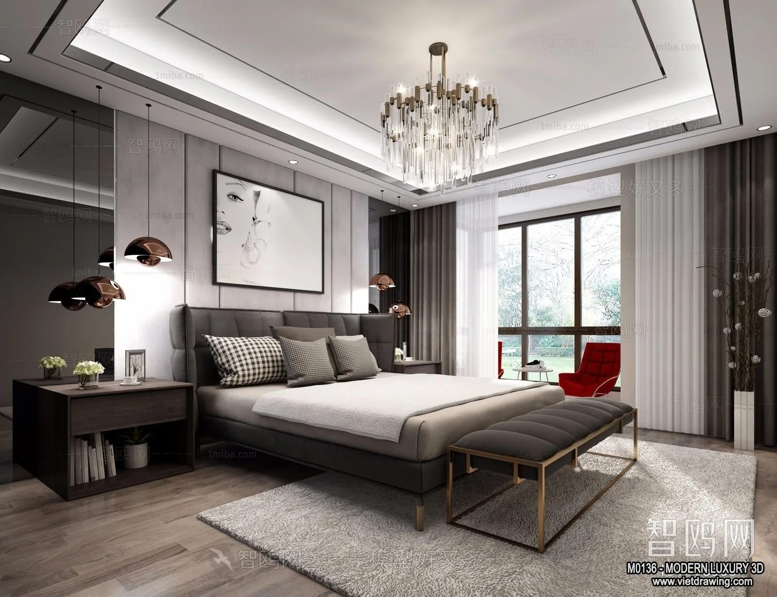 Bedroom – 3D Interior Scene – Luxury Style – 122