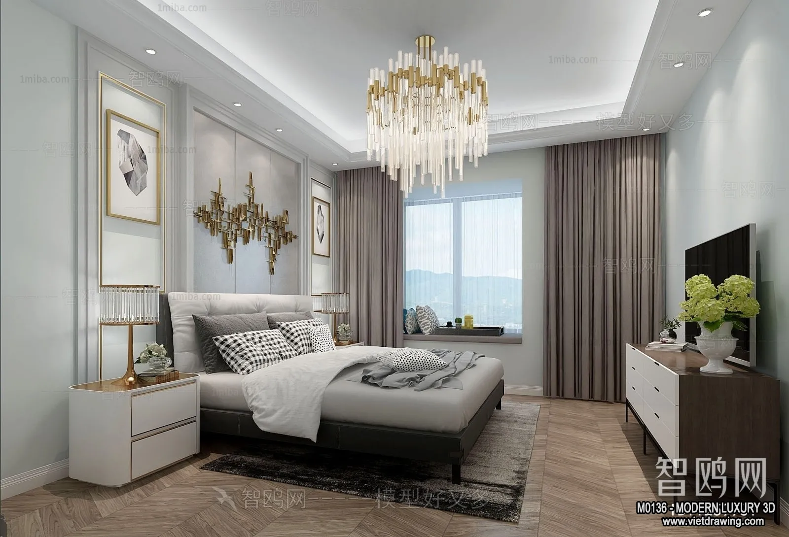 Bedroom – 3D Interior Scene – Luxury Style – 123