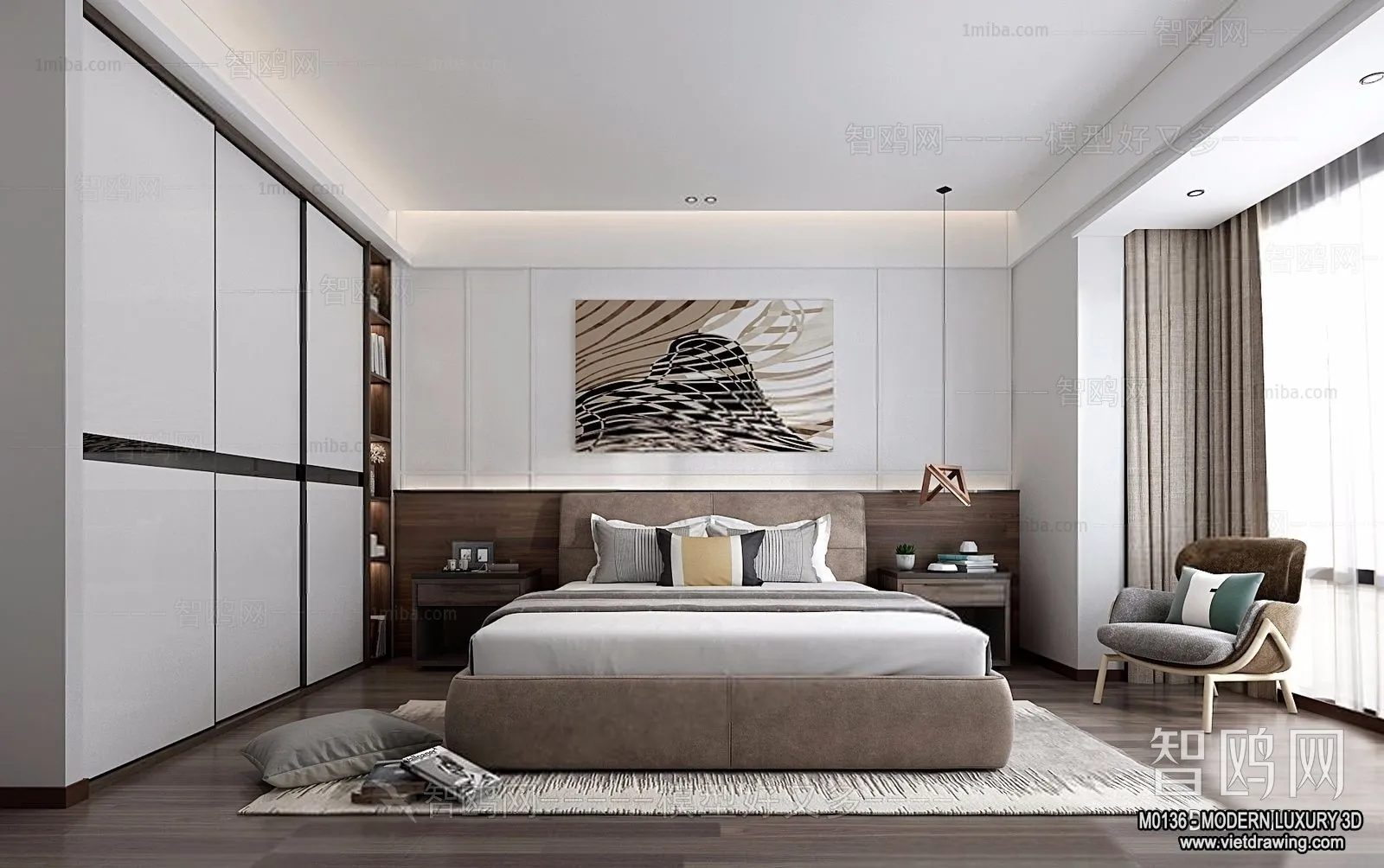 Bedroom – 3D Interior Scene – Luxury Style – 124