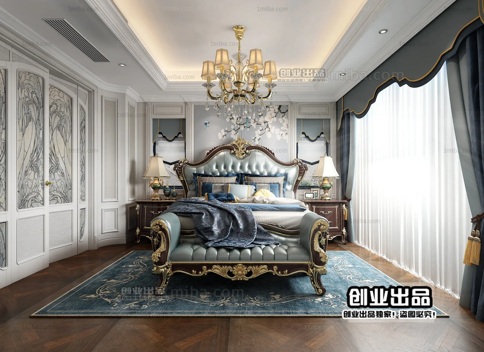 Bedroom 3D Interior Scene Model – European Style – 004