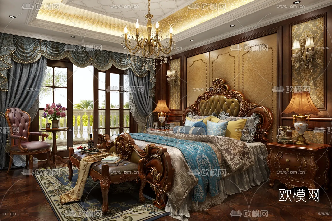 Bedroom 3D Interior Scene Model – European Style – 007