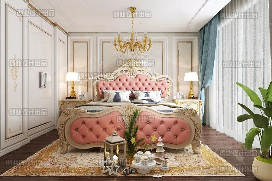 Bedroom 3D Interior Scene Model – European Style – 008