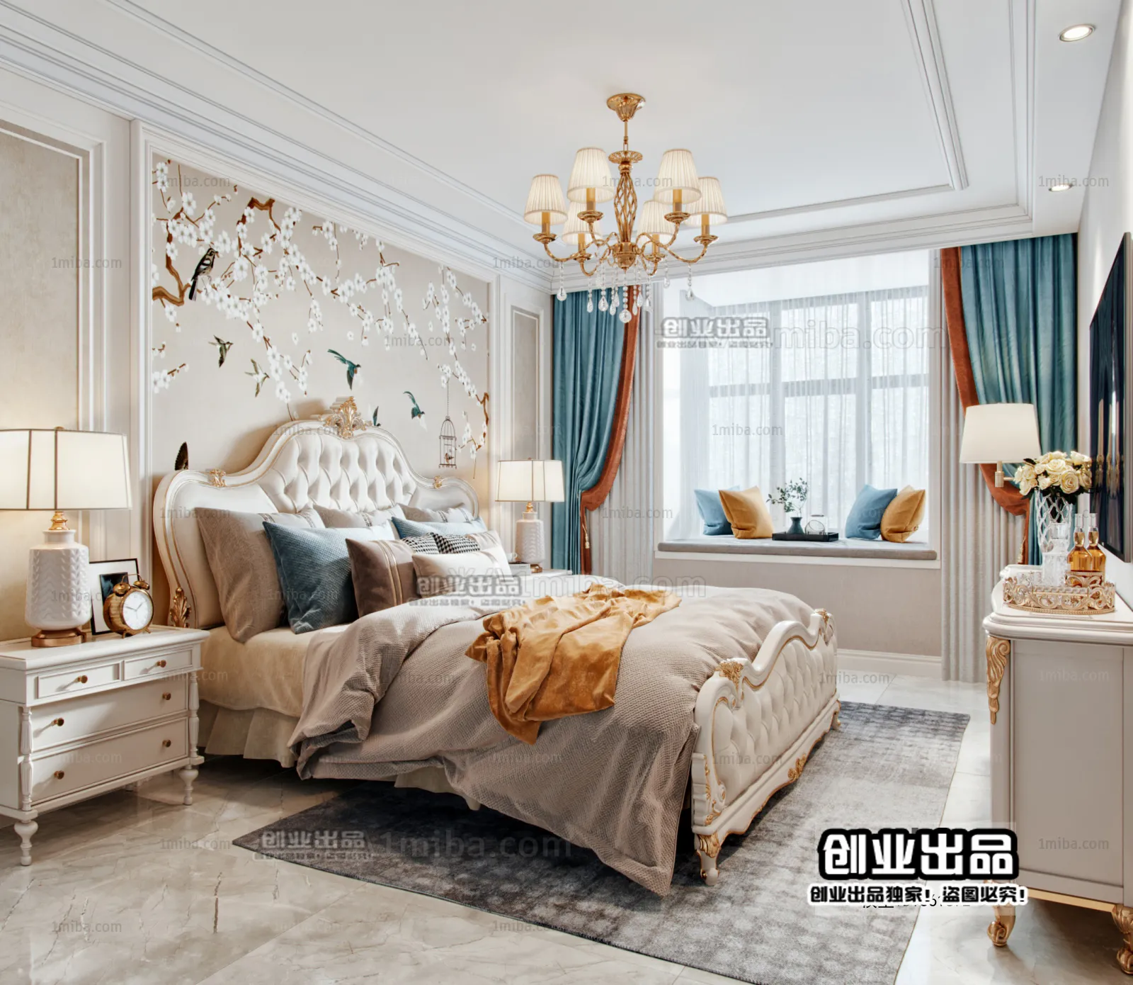 Bedroom 3D Interior Scene Model – European Style – 010