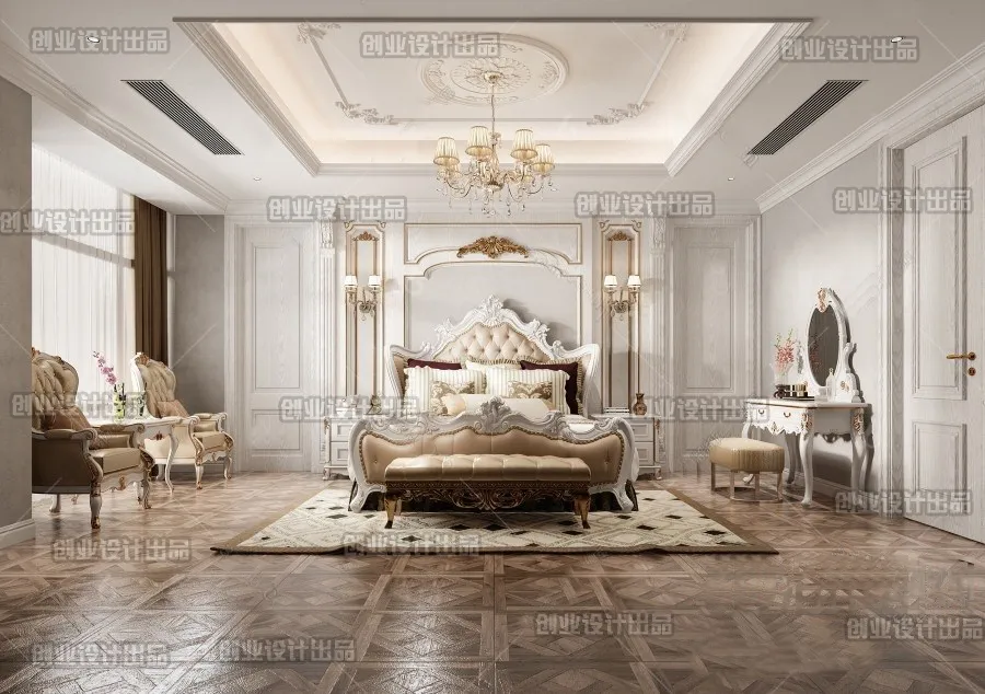 Bedroom 3D Interior Scene Model – European Style – 019