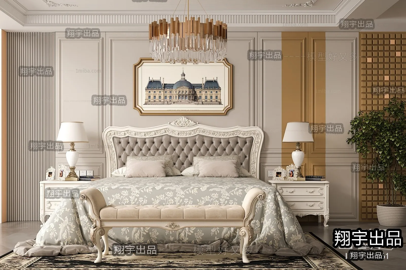 Bedroom 3D Interior Scene Model – European Style – 022