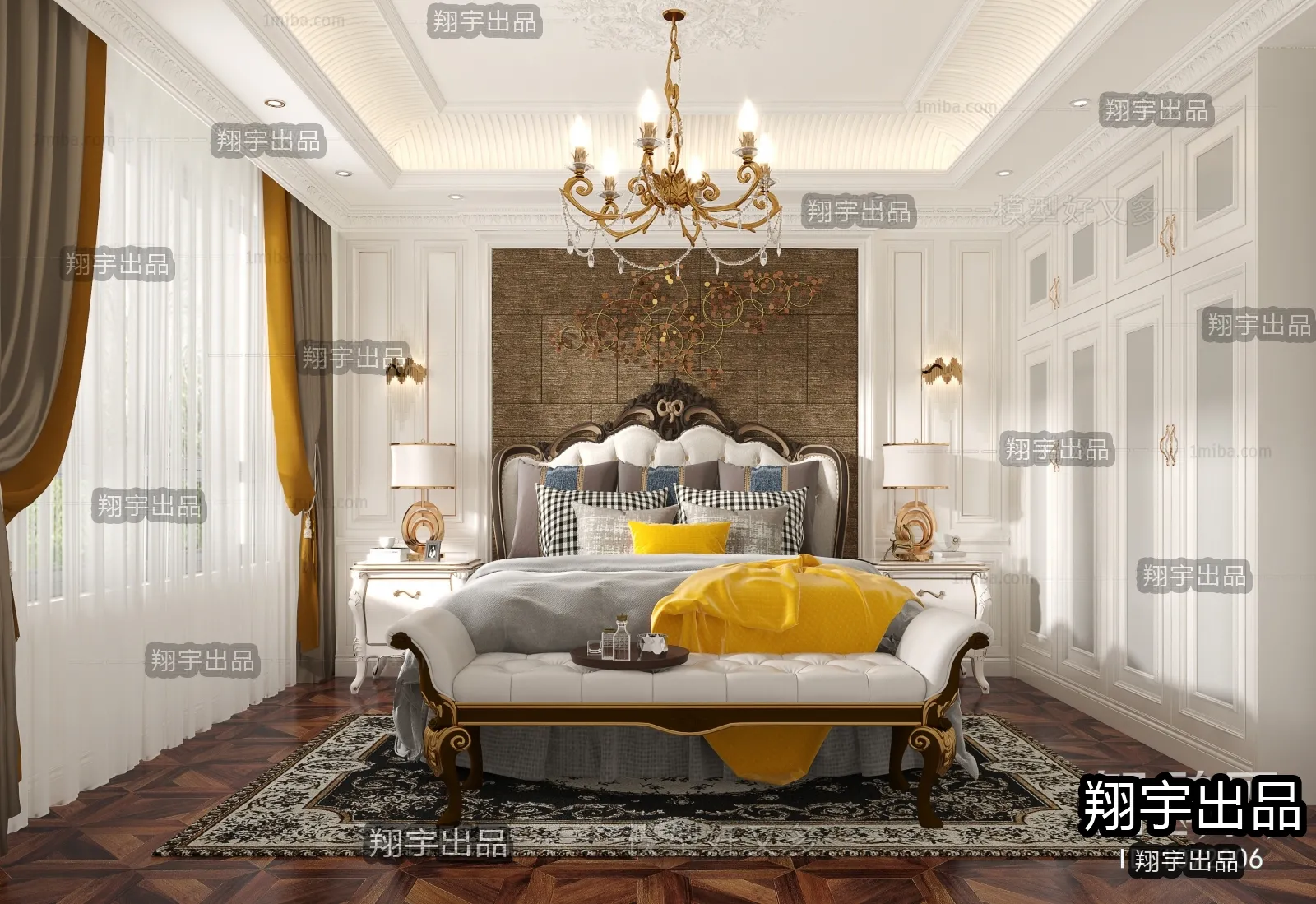 Bedroom 3D Interior Scene Model – European Style – 027