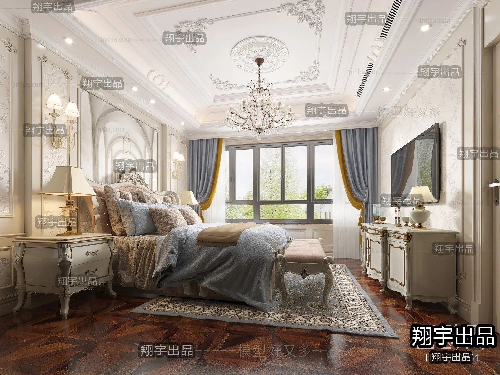 Bedroom 3D Interior Scene Model – European Style – 028