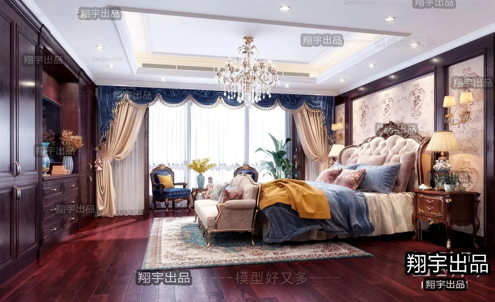 Bedroom 3D Interior Scene Model – European Style – 029