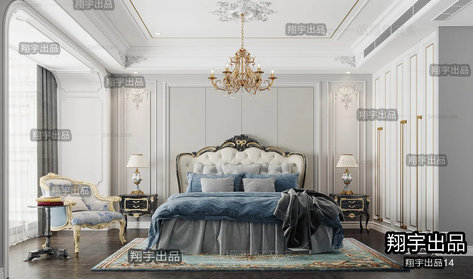 Bedroom 3D Interior Scene Model – European Style – 030