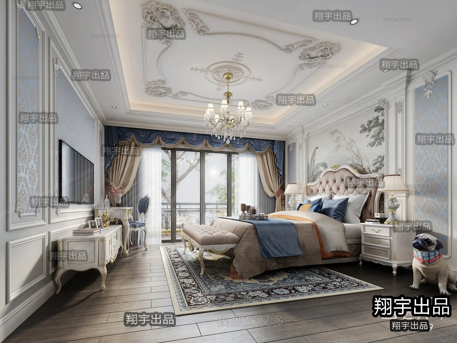 Bedroom 3D Interior Scene Model – European Style – 031