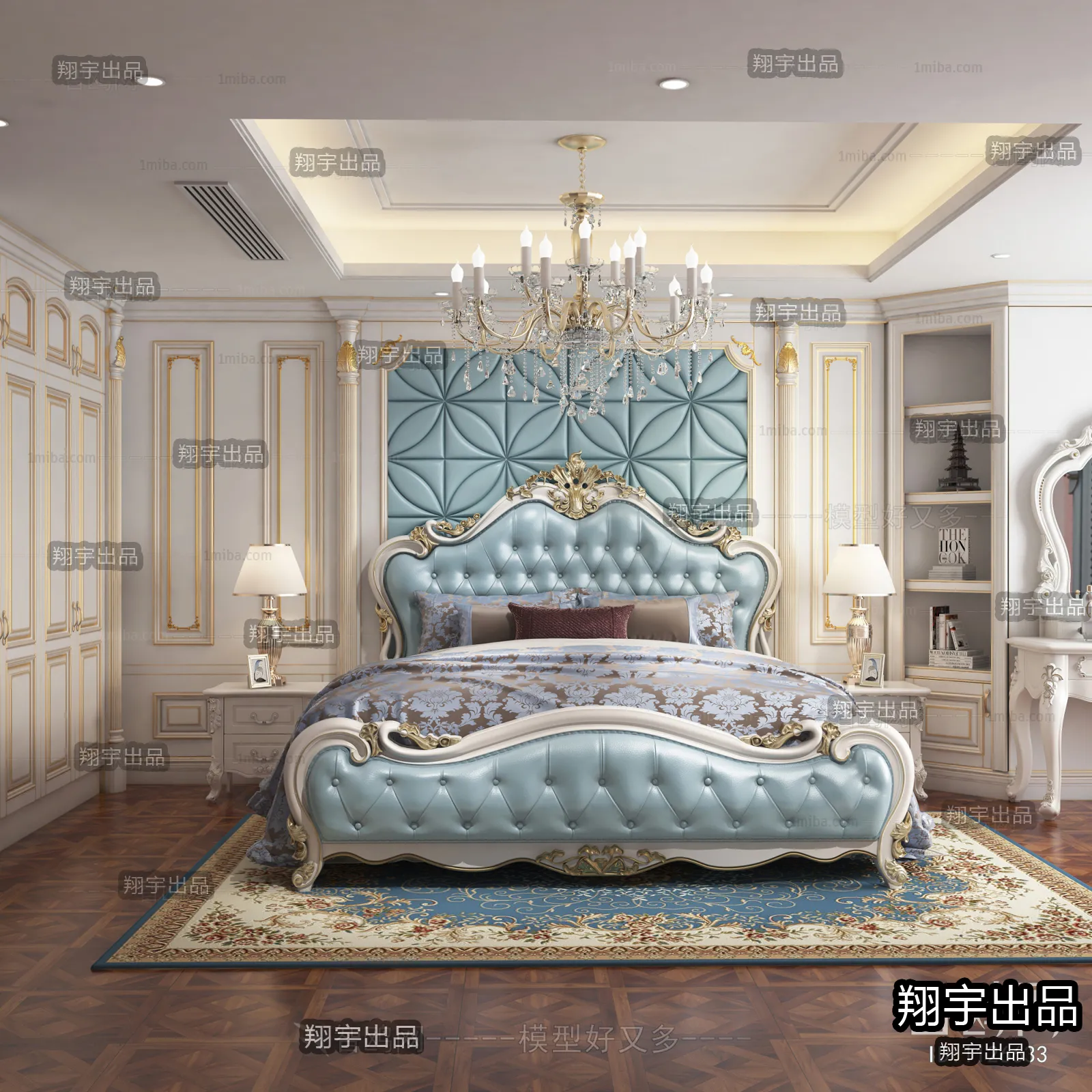 Bedroom 3D Interior Scene Model – European Style – 036