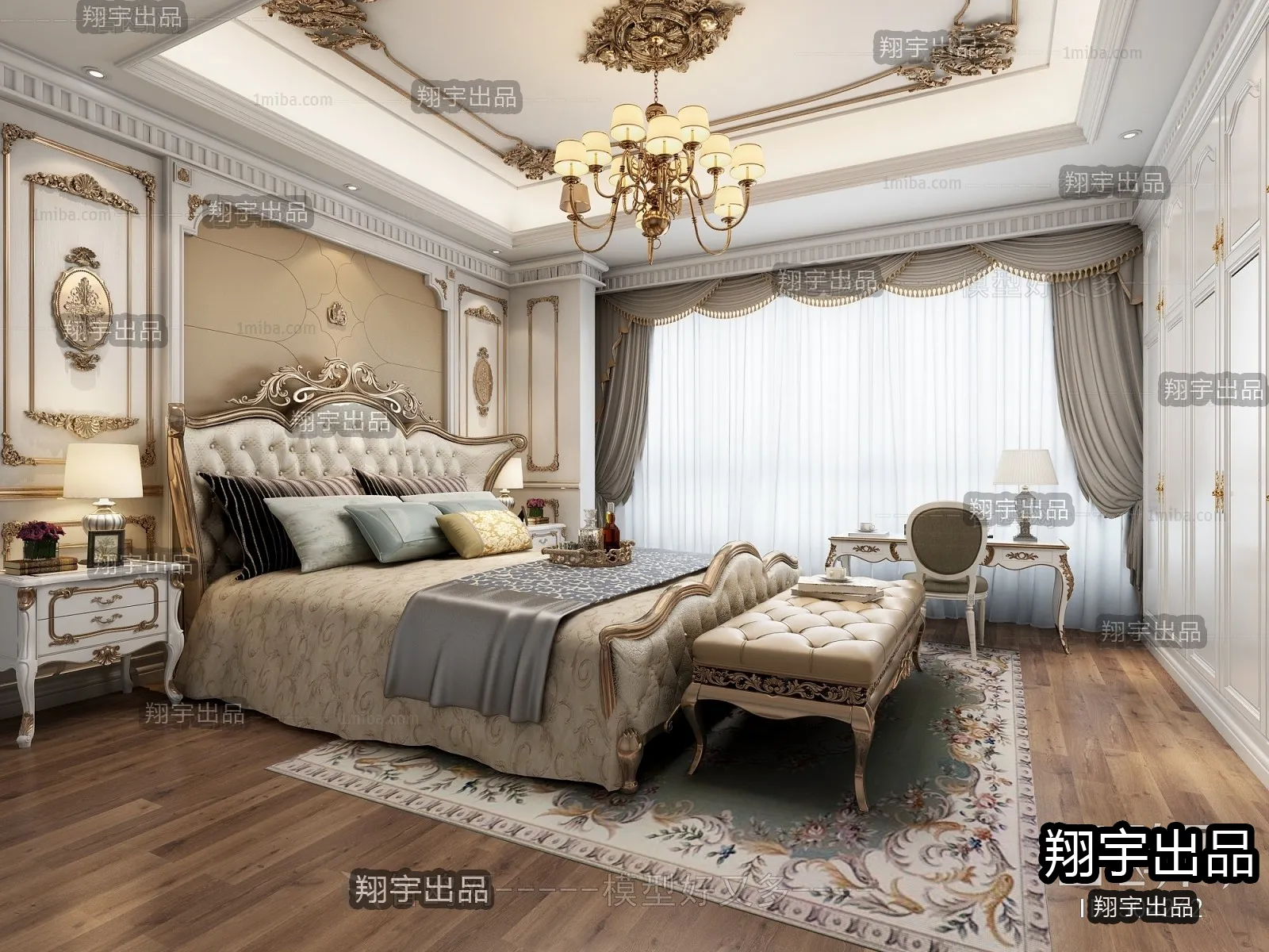 Bedroom 3D Interior Scene Model – European Style – 038