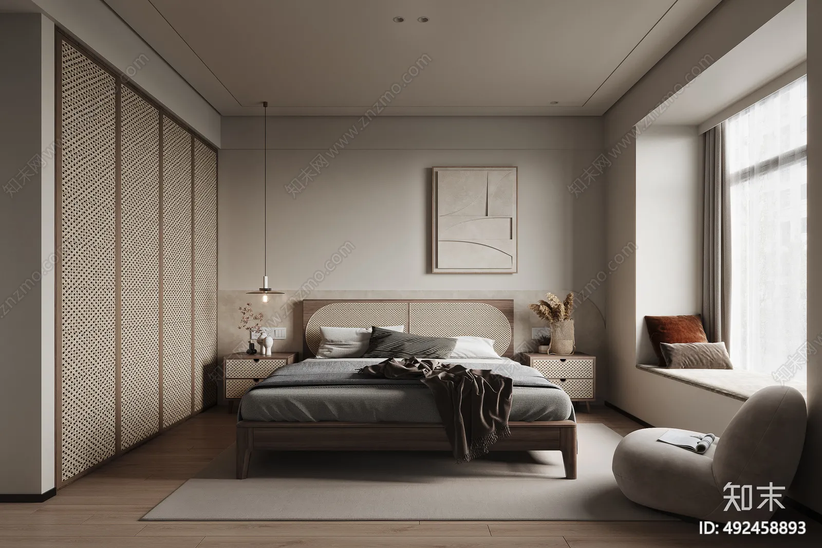 Bedroom 3D Interior Scene Model – Wabi Sabi Style – 001