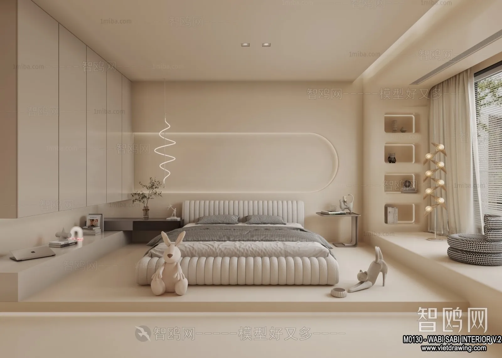 Bedroom 3D Interior Scene Model – Wabi Sabi Style – 020