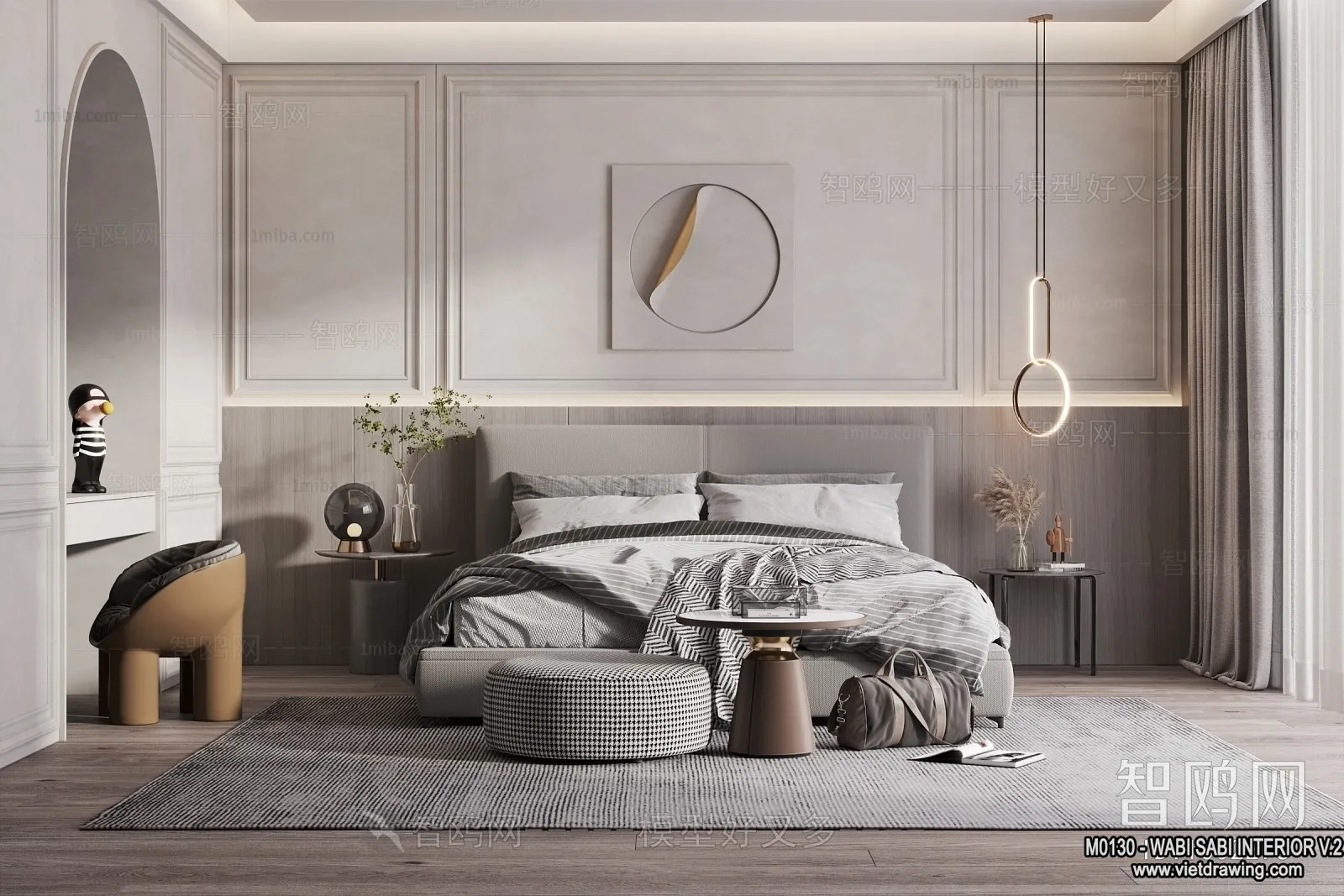 Bedroom 3D Interior Scene Model – Wabi Sabi Style – 023