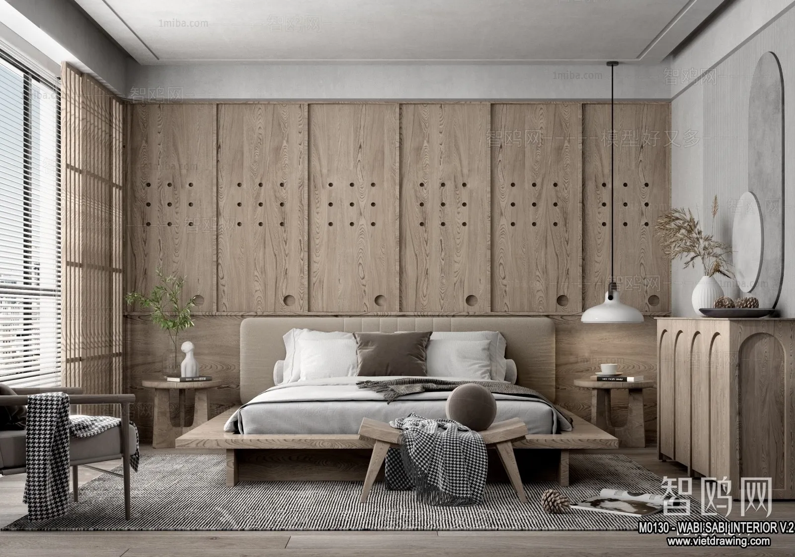 Bedroom 3D Interior Scene Model – Wabi Sabi Style – 024