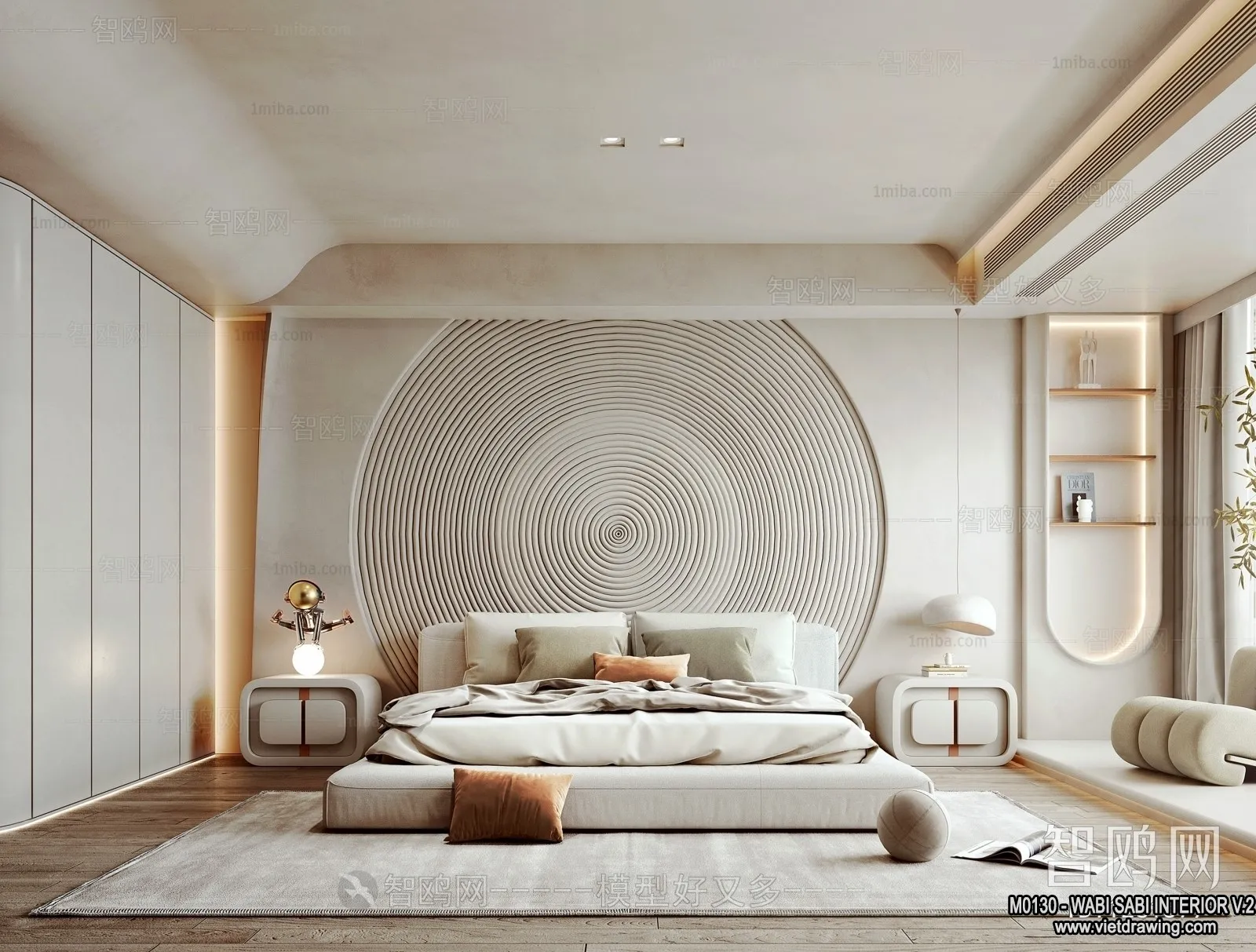 Bedroom 3D Interior Scene Model – Wabi Sabi Style – 028