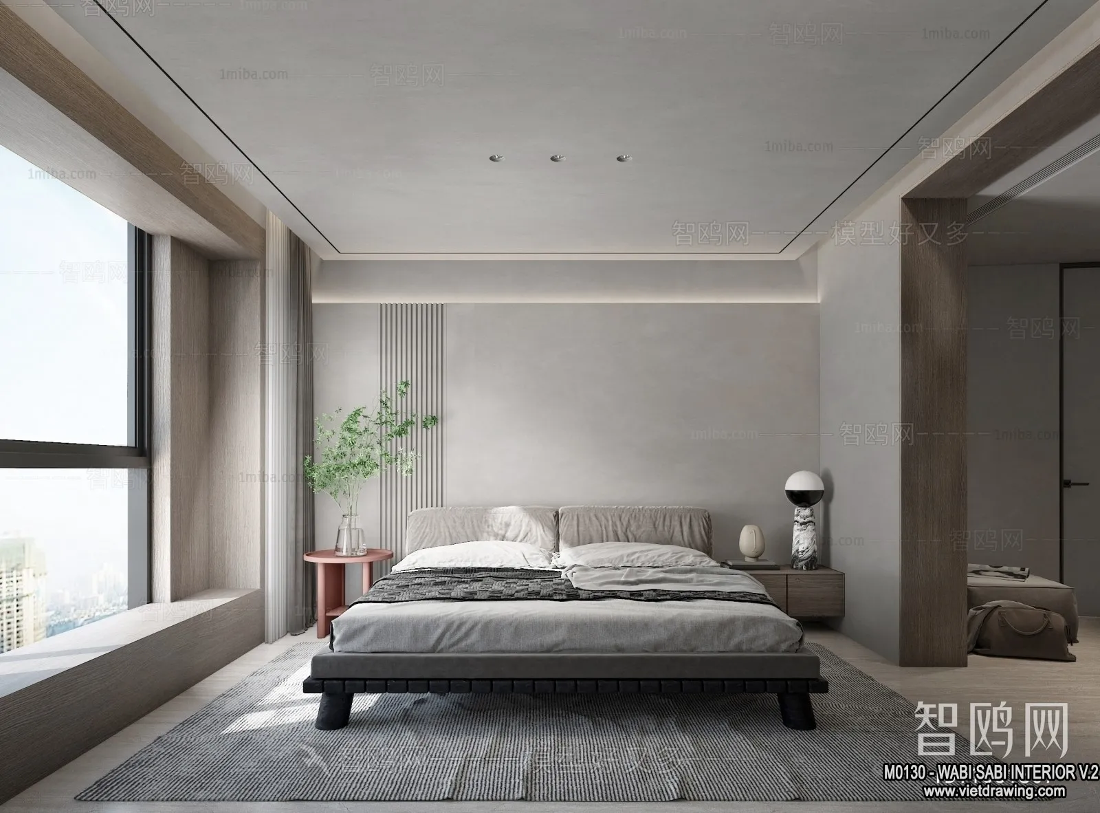 Bedroom 3D Interior Scene Model – Wabi Sabi Style – 030