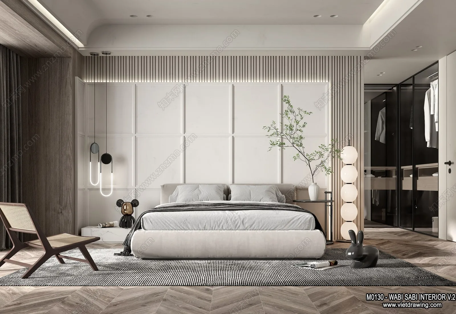 Bedroom 3D Interior Scene Model – Wabi Sabi Style – 033