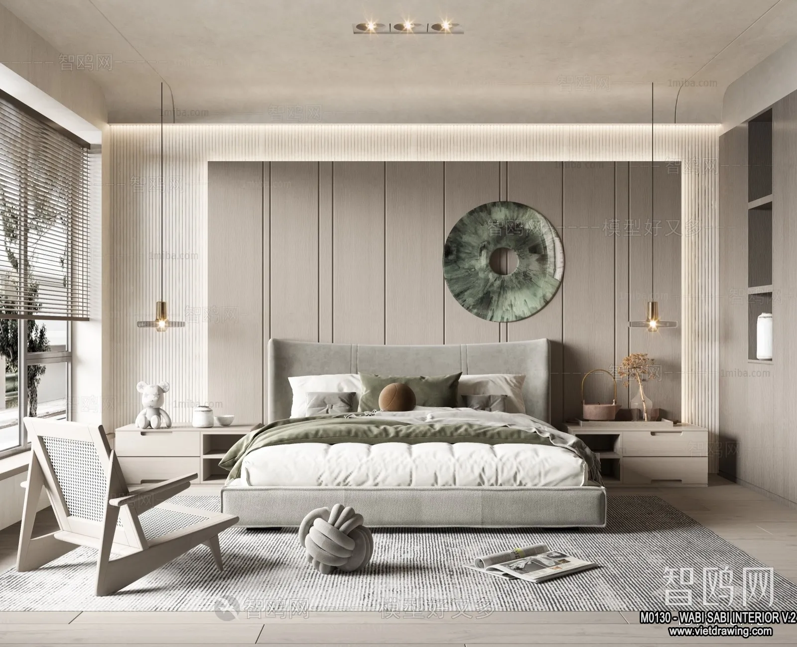 Bedroom 3D Interior Scene Model – Wabi Sabi Style – 035