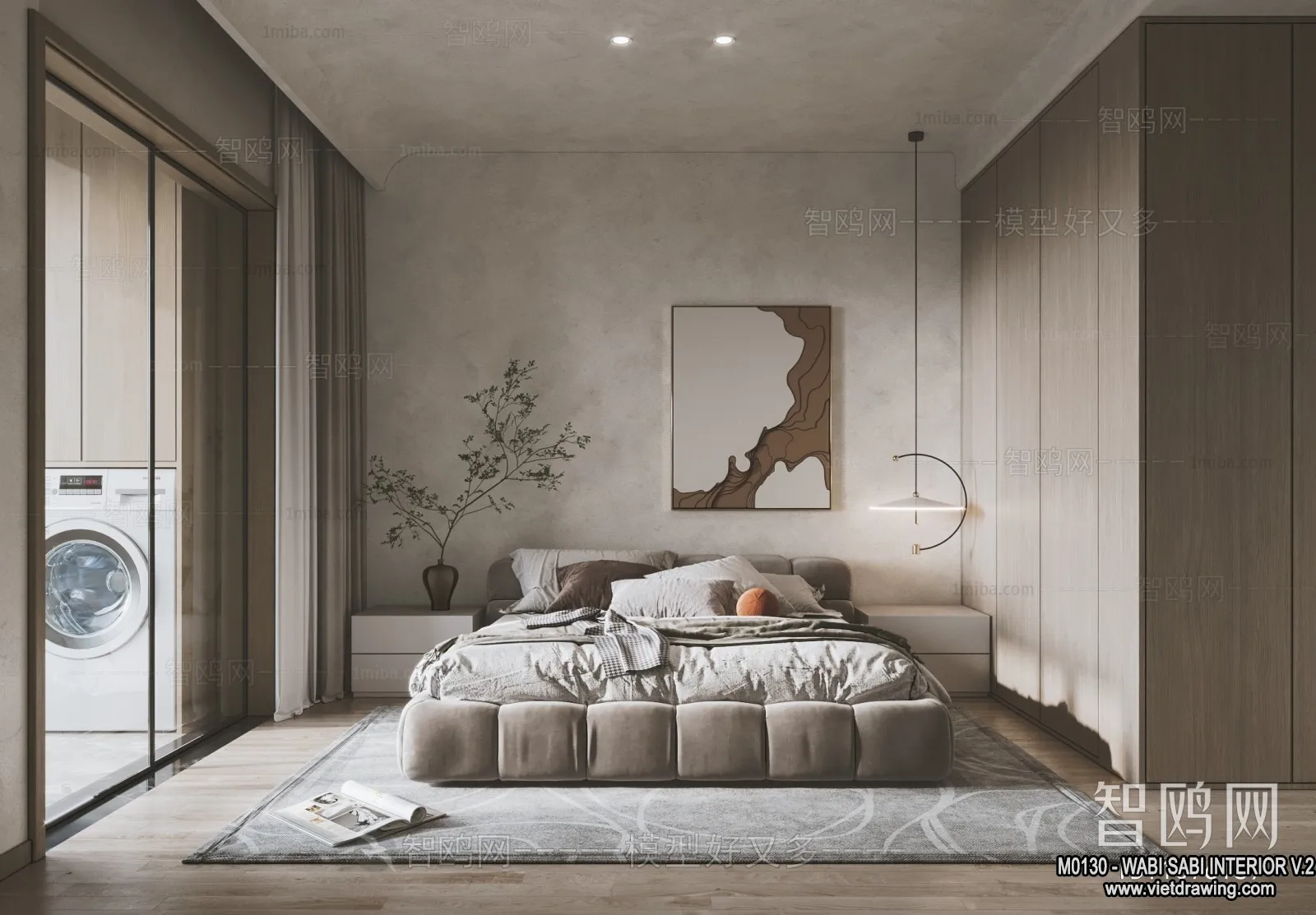 Bedroom 3D Interior Scene Model – Wabi Sabi Style – 039